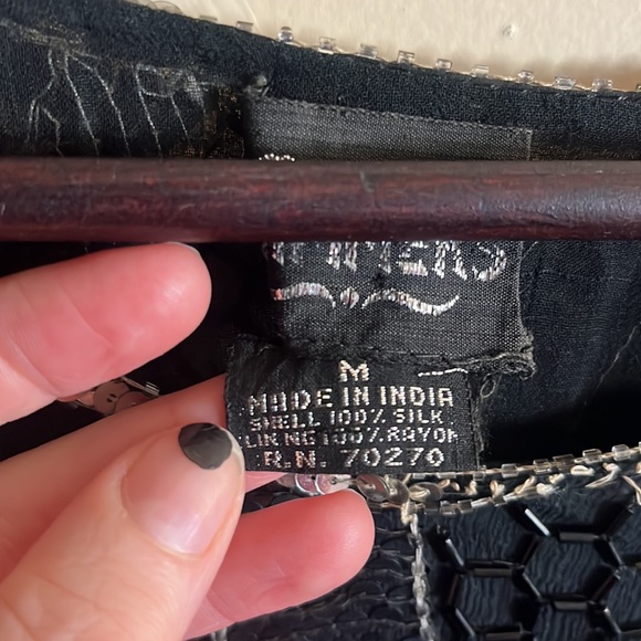 Shimmers vintage sequin beaded party blouse top 80s 70s %100 real silk - Picture 6 of 6